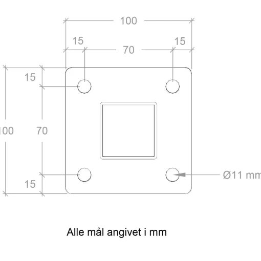 Plus Stålstolpe m/fod til håndliste inkl. bolte  4,5x4,5x103,3 cm sort