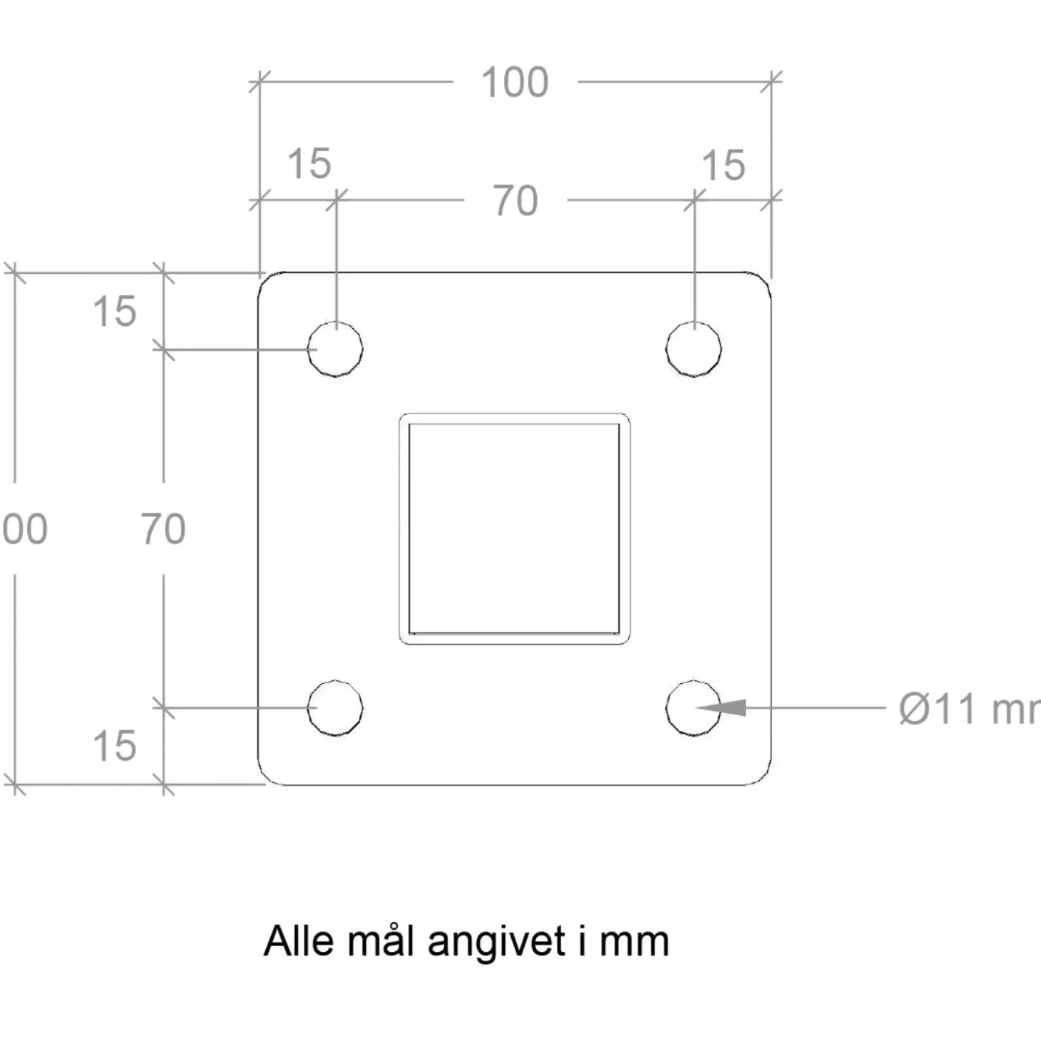 Plus Stålstolpe m/fod til håndliste 4,5x4,5x103,3 cm