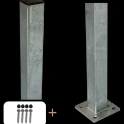 Plus Stålstolpe m/fod 4,5x4,5x132 cm  m/stolpeafdækning/bolte