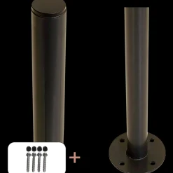 Plus Stålstolpe rund m/fod  Ø42,4 mmx96 cm  inkl. 1 stk. stolpeafdækning/bolte