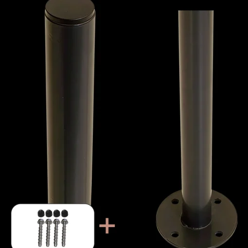 Plus Stålstolpe rund m/fod  Ø42,4 mmx96 cm  inkl. 1 stk. stolpeafdækning/bolte