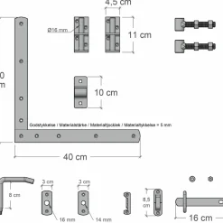 Plus Tangent Enkeltlåge inkl. beslag 95x180 cm umbragrå