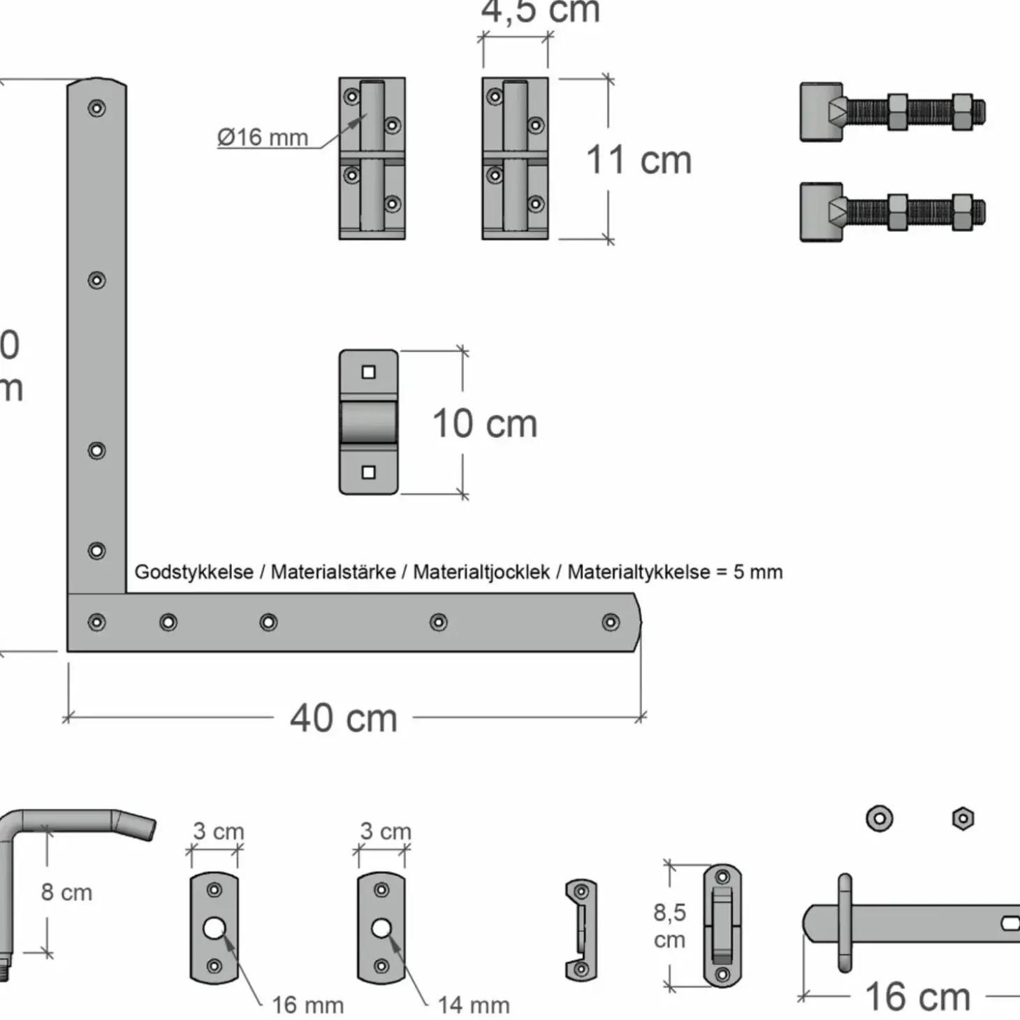 Plus Tangent Enkeltlåge inkl. beslag 95x180 cm umbragrå