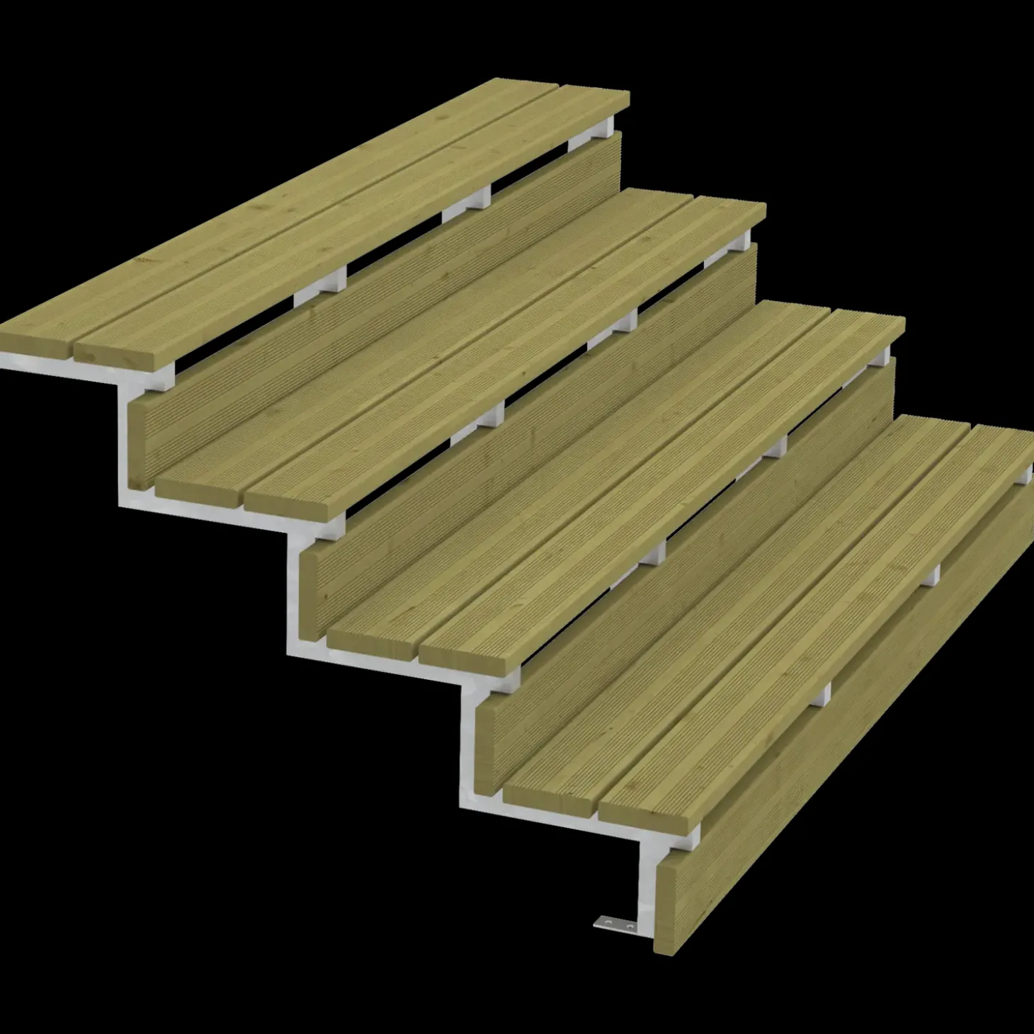 Plus Terrassetrappe 4 trin 71x104 cm 34,2° 180 cm