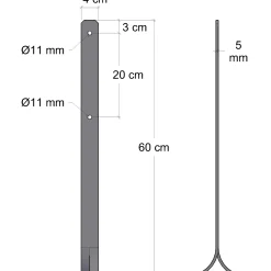 Plus Universal stolpefødder t/nedstøbning 4x60 cm sort