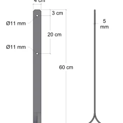 Plus Universale stolpefødder 4x60 cm  til nedstøbning  m/skruer