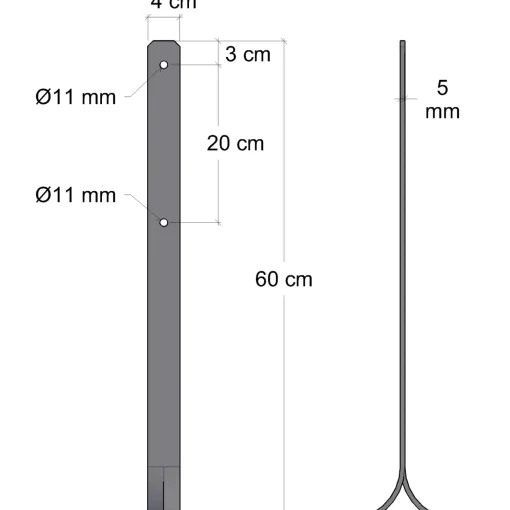 Plus Universale stolpefødder 4x60 cm  til nedstøbning  m/skruer sort