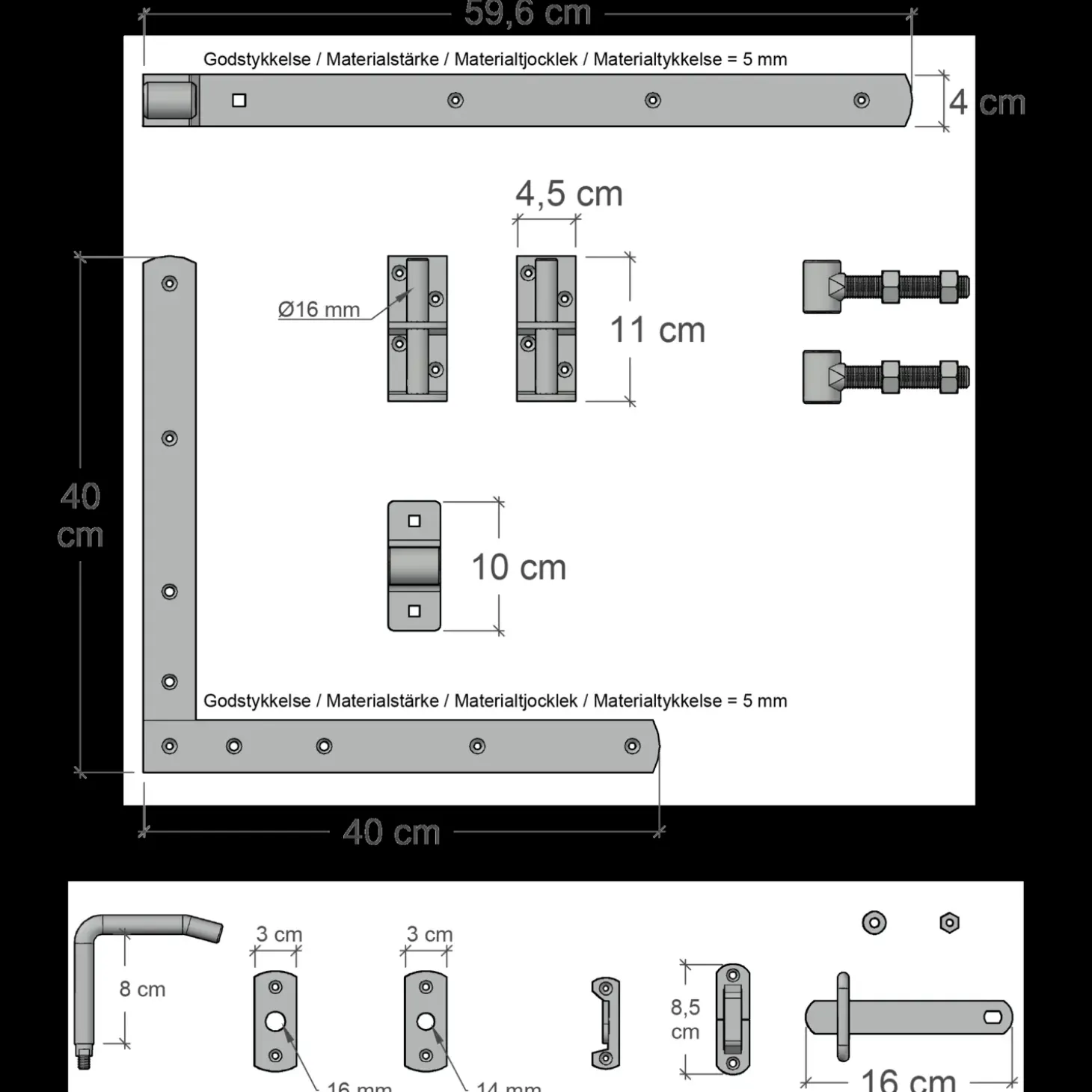 Plus Vinesse bred låge inkl. beslag 150x98 cm sort