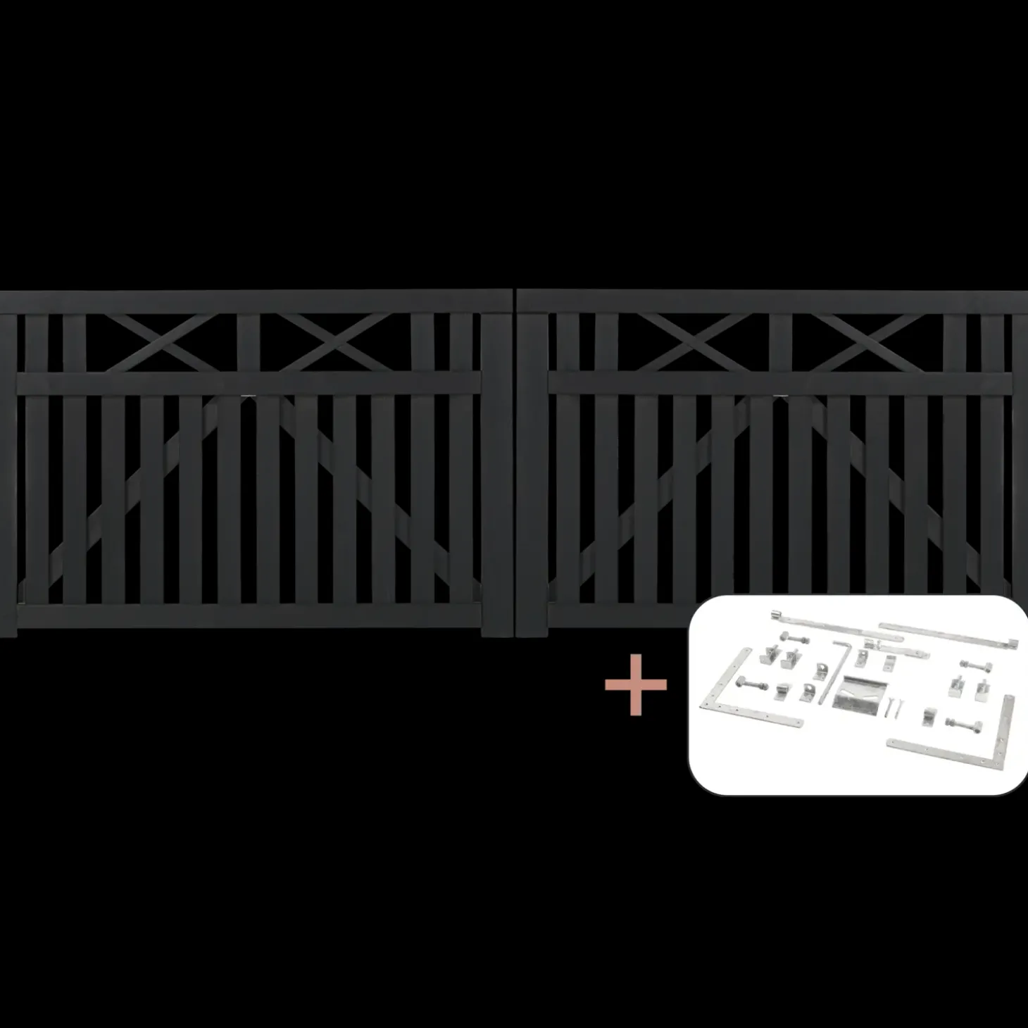 Plus Vinesse dobbeltlåge inkl. beslag 300x98 cm sort