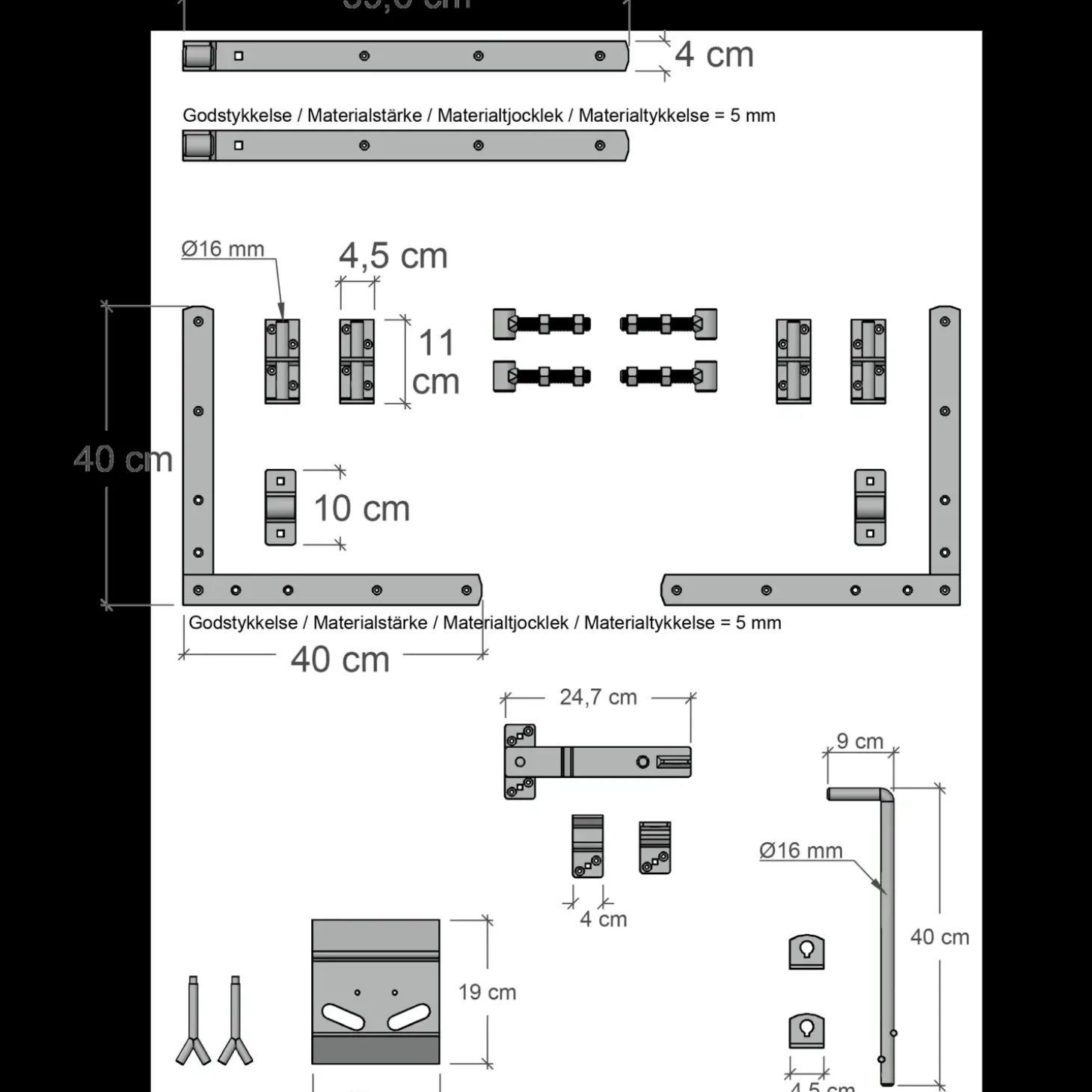 Plus Vinesse dobbeltlåge inkl. beslag 300x98 cm sort