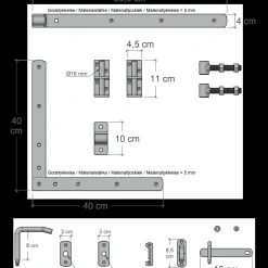 Plus Vinesse enkeltlåge inkl. beslag 100x98 cm hvid