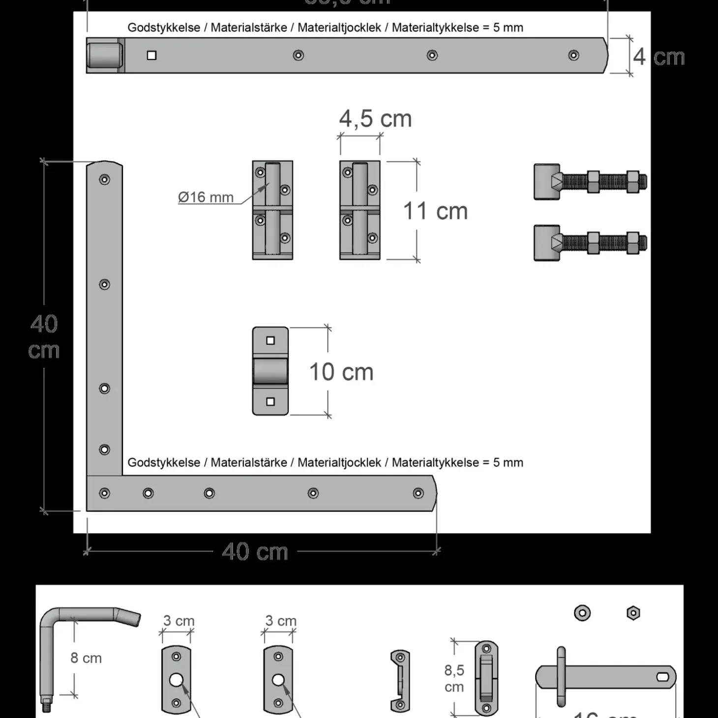 Plus Vinesse enkeltlåge inkl. beslag 100x98 cm hvid