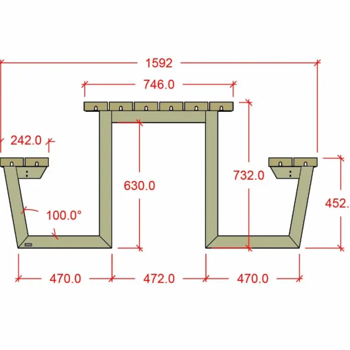 Plus Wega Bord/Bænkesæt 177 cm ThermoWood®