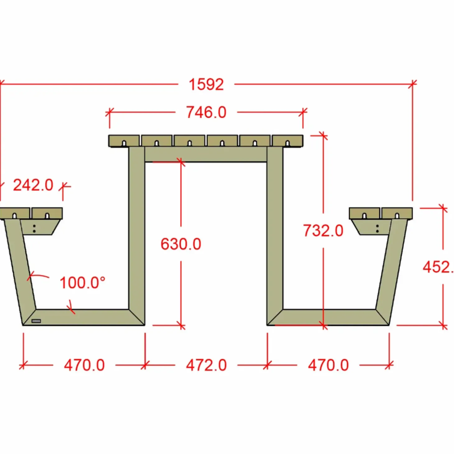 Plus Wega Bord/Bænkesæt m/2 ryglæn 177 cm ThermoWood®