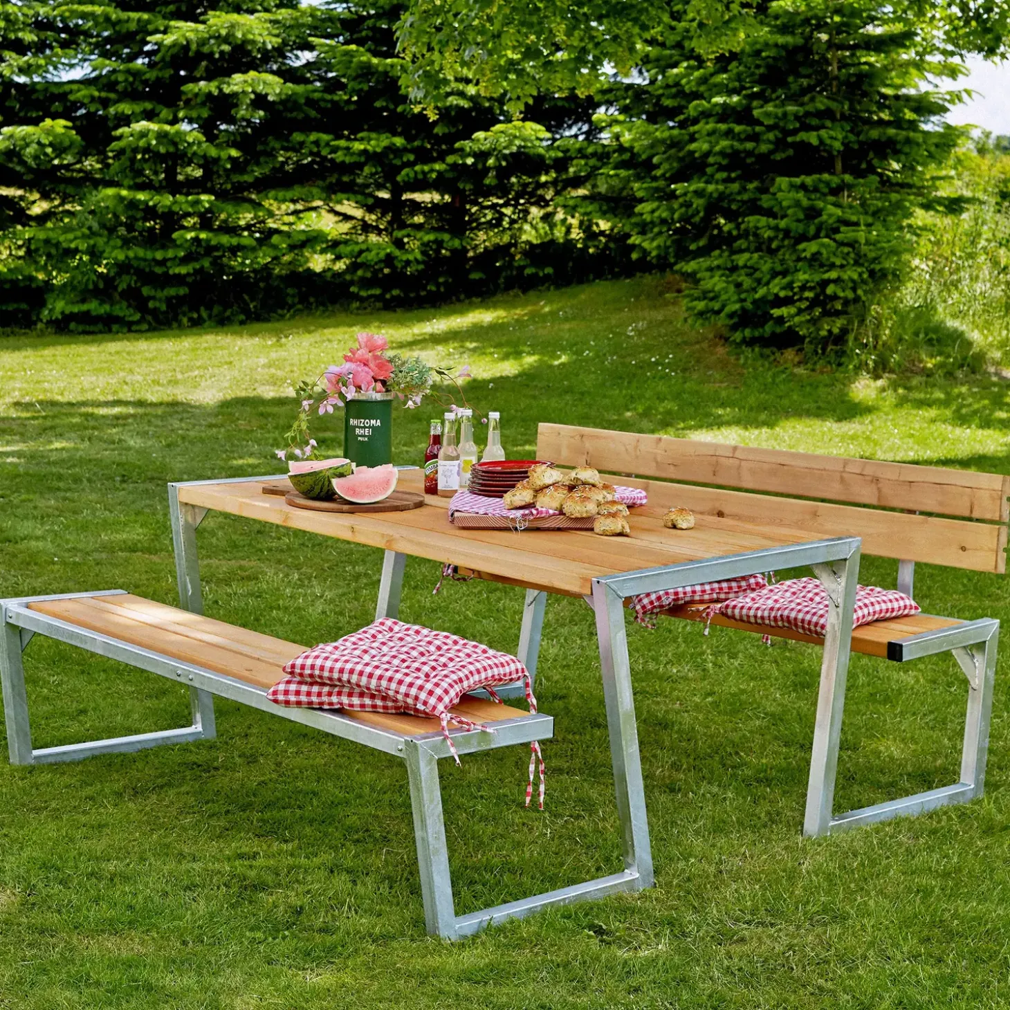 Plus Zigma Bord/Bænkesæt m/2 ryglæn 176 cm ThermoWood®