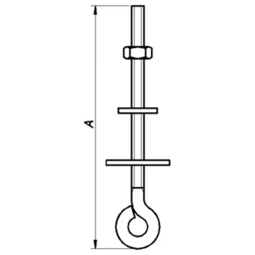 PN øjebolt M10x132 mm. elforzinket