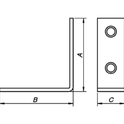 PN vinkelbeslag 55x55x20x2,5 mm. elforzinket