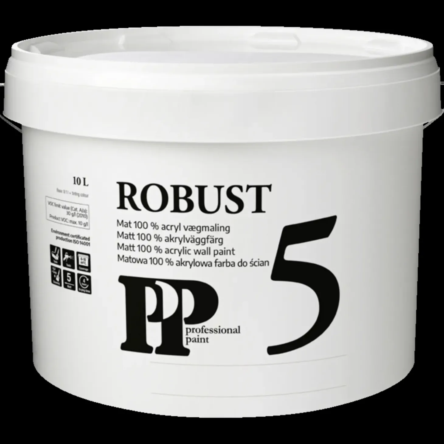 PP Acrylmaling Robust 5 hvid 9,1 L