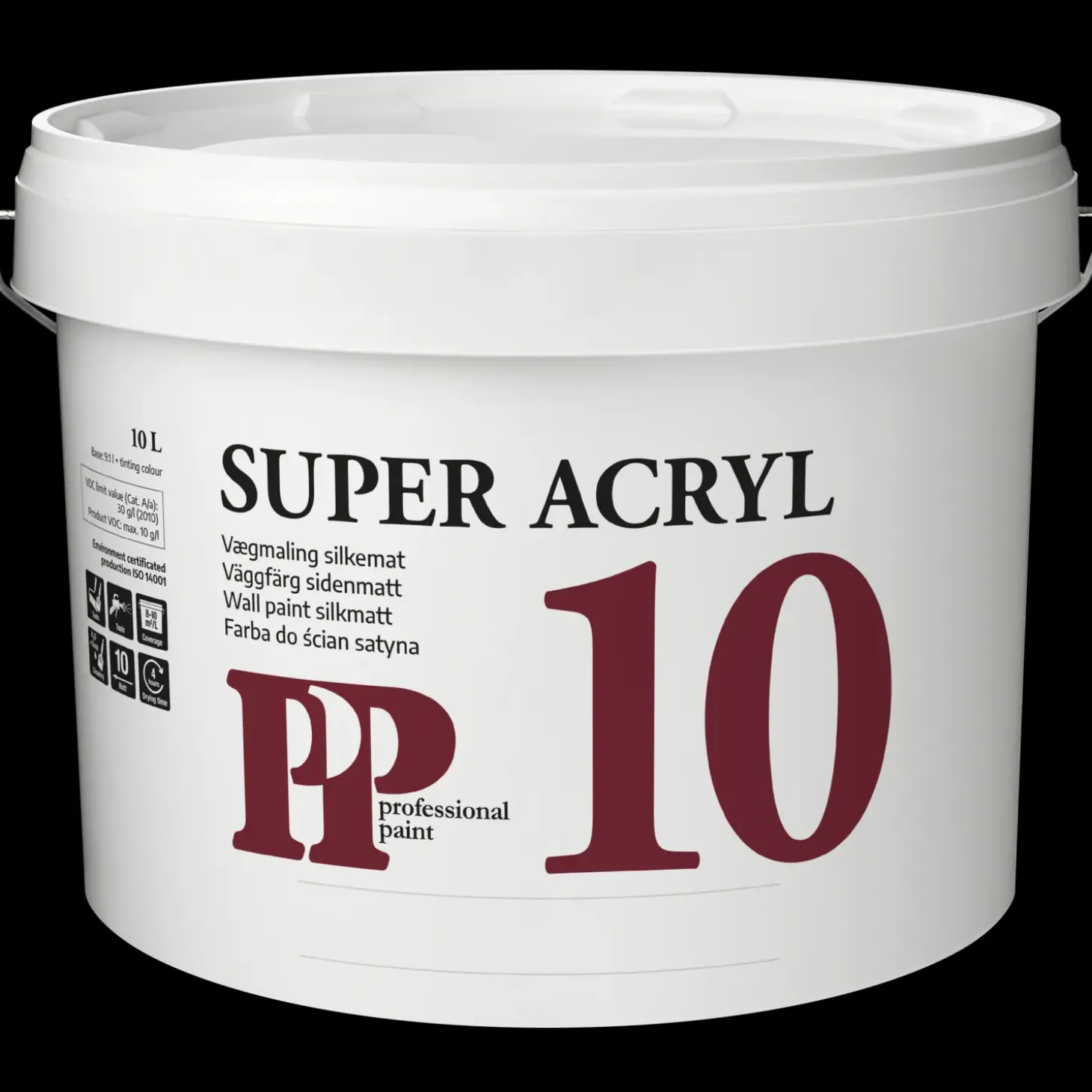 PP Vægmaling Super 10 Acryl hvid 9,1 L
