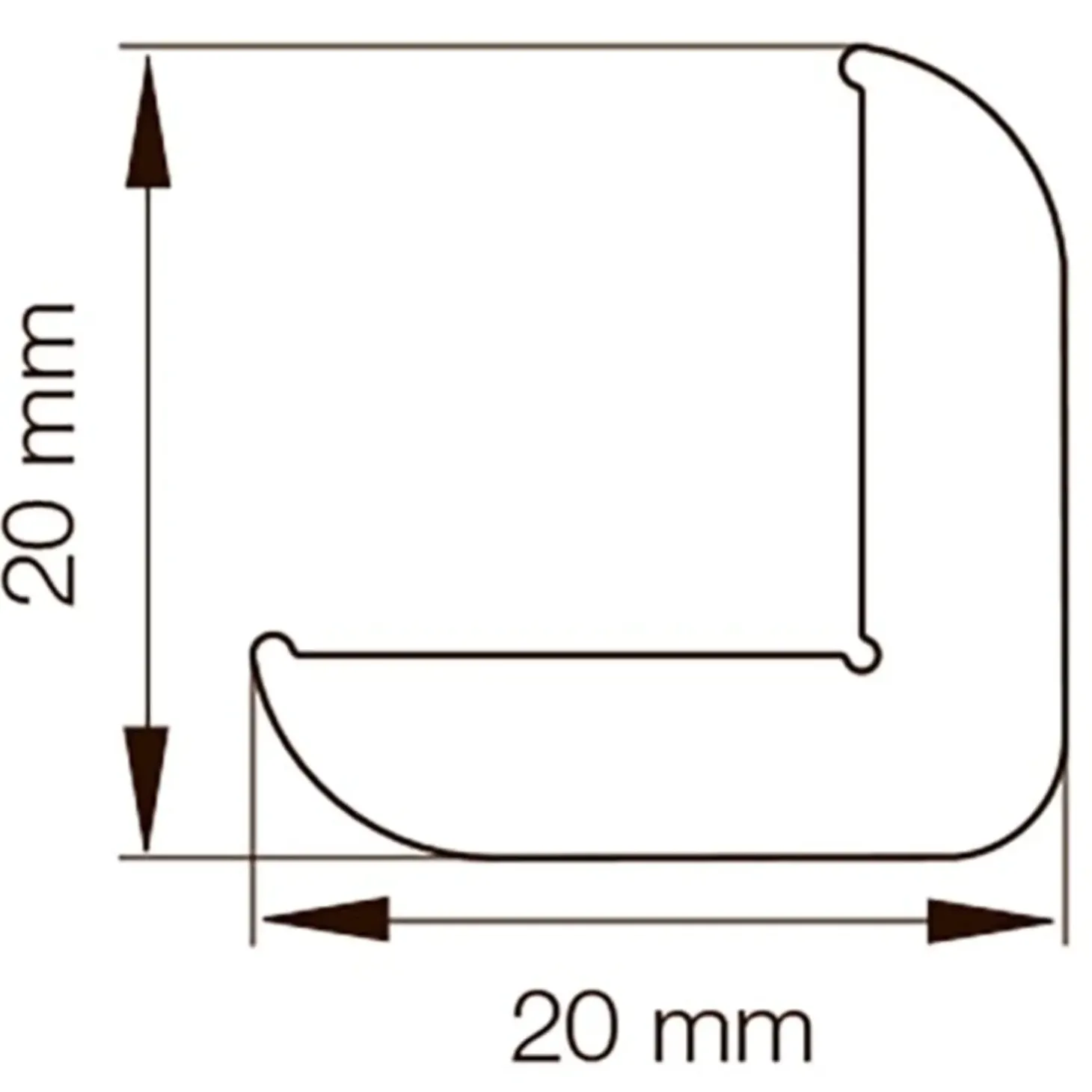 Primo vinkelliste hvid 20x20x2500 mm
