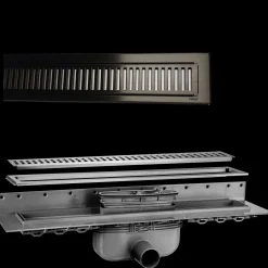 Purus afløbsrendesæt m/vandlås og rist 1000 mm sort