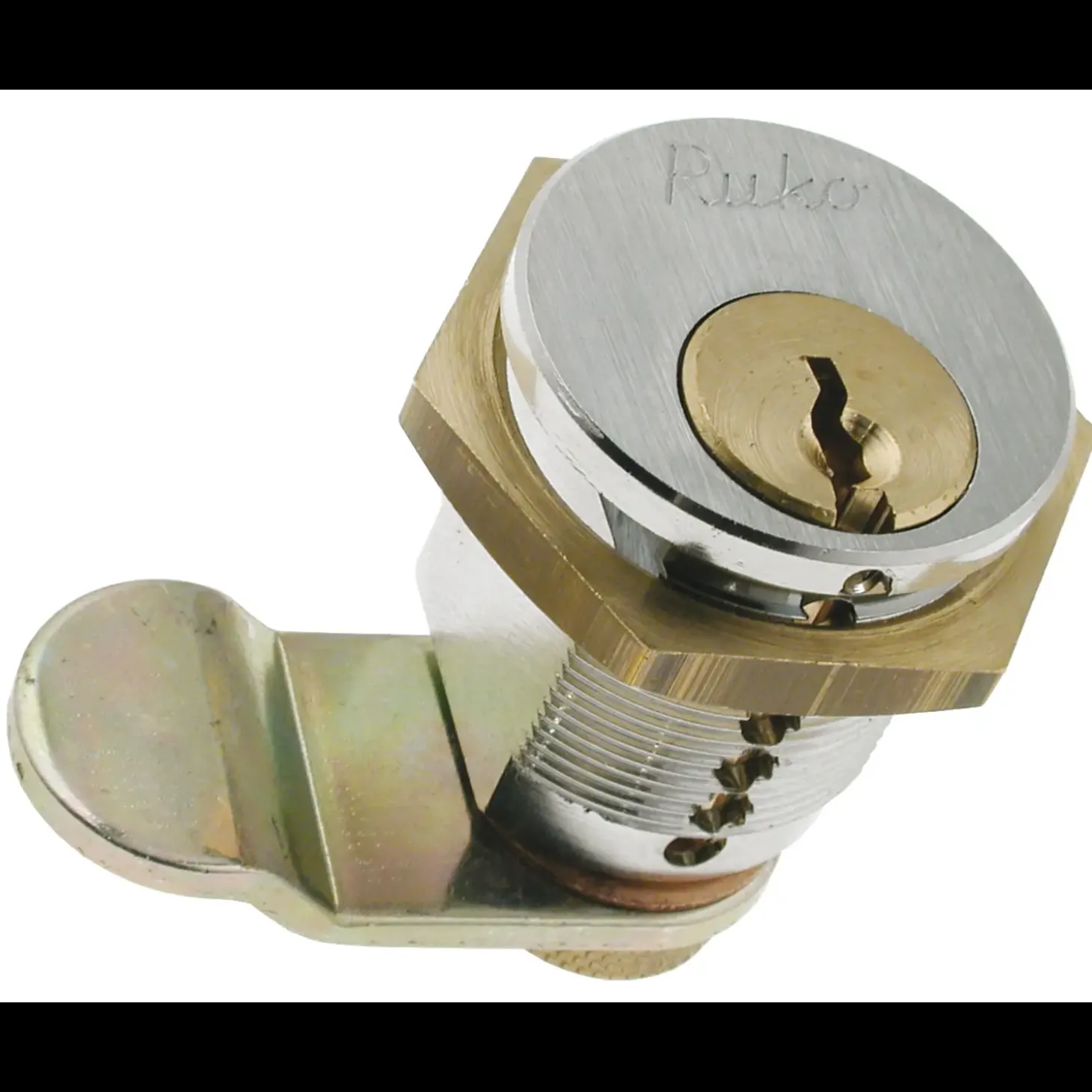 Ruko 1607 postkasselås 6-stift blank krom op