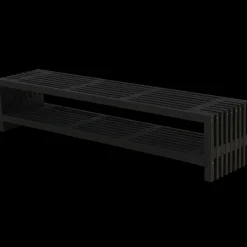 Rustik Trallebænk Design med hylde sort 138x49x45cm