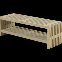 Rustik Trallebænk Design med hylde natur 138x49x45cm