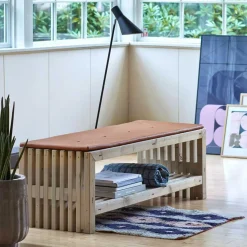 Rustik Trallebænk Design med hylde natur 138x49x45cm