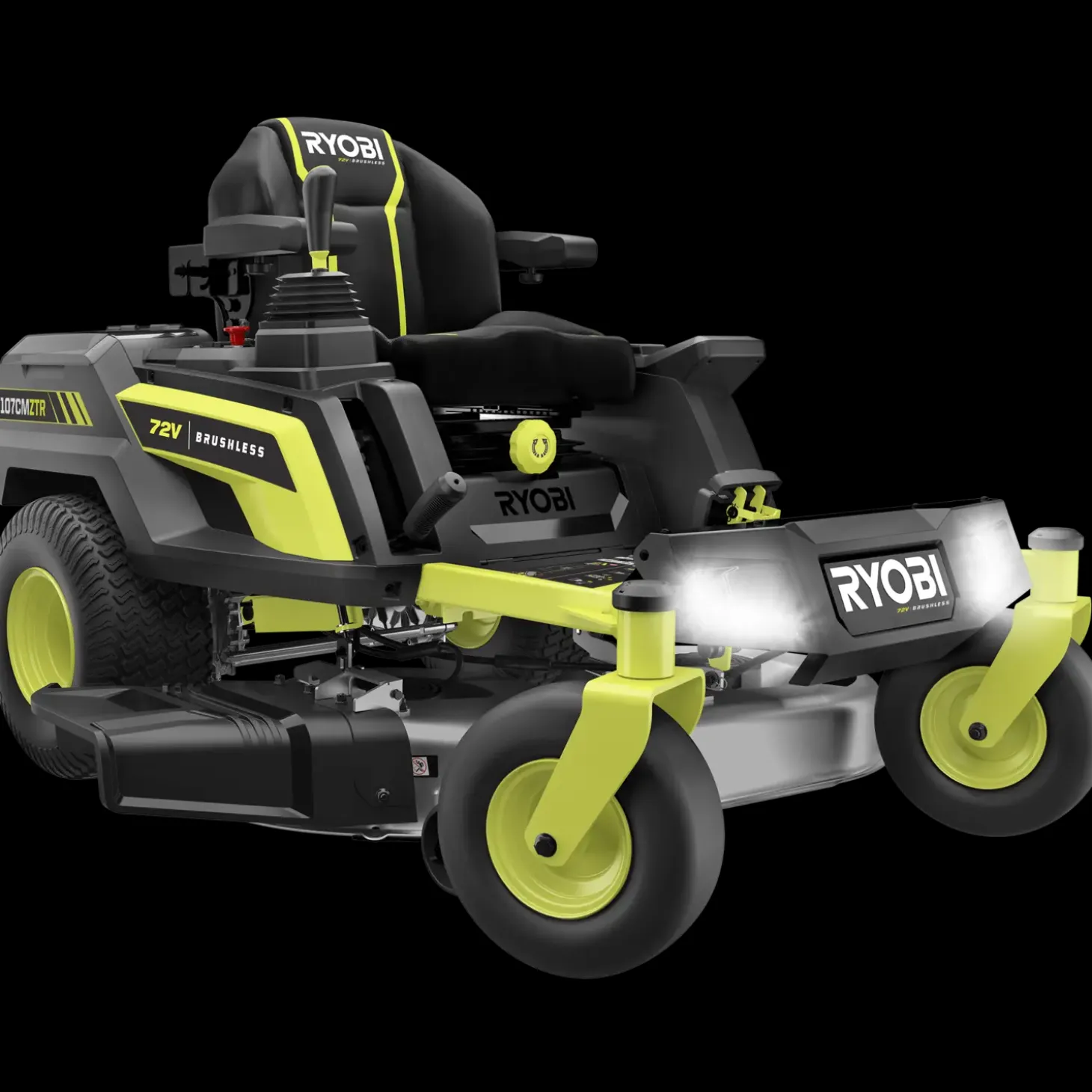Ryobi RY72ZTRX107-210 72V 107 cm zero turn plæneklipper 2x10 Ah batt.