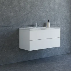 Scanbad Aria badmøbel m/vask, 2 skuffer, push open, hvid mat 81 cm