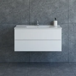 Scanbad Aria badmøbel m/vask, 2 skuffer, push open, hvid mat 81 cm