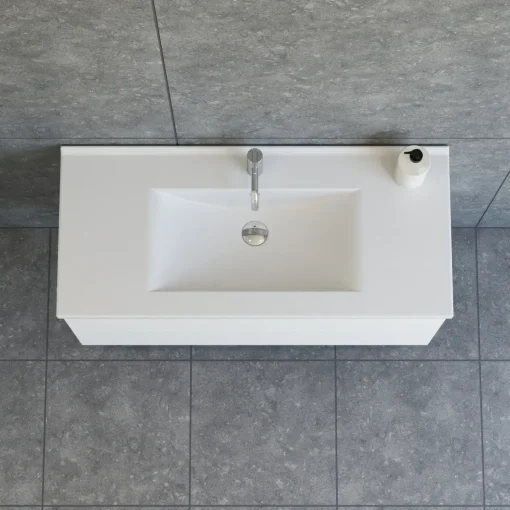 Scanbad Aria badmøbel m/vask, 2 skuffer, push open, hvid mat 81 cm