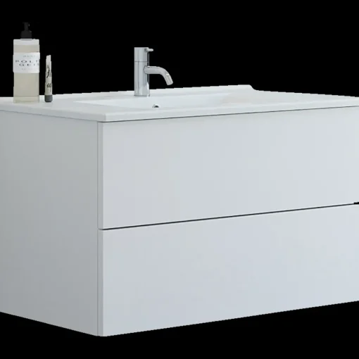 Scanbad Aria badmøbel m/vask, 2 skuffer, push open, hvid mat 81 cm