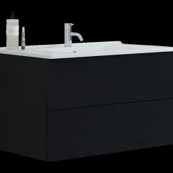 Scanbad Aria badmøbel m/vask, 2 skuffer, push open, sort eg 81 cm