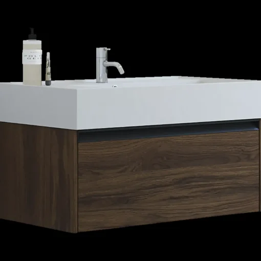 Scanbad badmøbel m/Asyre vask/højre, 1 skuffe, brun eg 81 cm