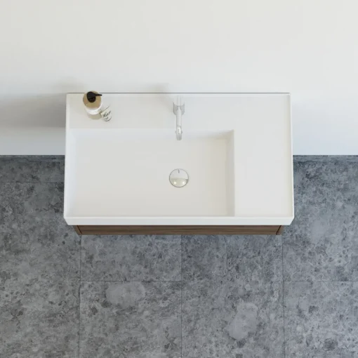 Scanbad badmøbel m/Asyre vask/højre, 1 skuffe, brun eg 81 cm