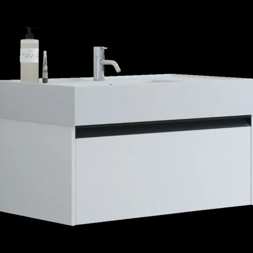 Scanbad badmøbel m/Asyre vask/venstre, 1 skuffe, hvid mat 81 cm