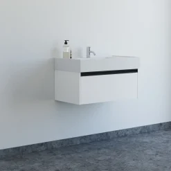 Scanbad badmøbel m/Asyre vask/venstre, 1 skuffe, hvid mat 81 cm