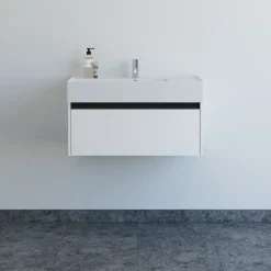 Scanbad badmøbel m/Asyre vask/venstre, 1 skuffe, hvid mat 81 cm
