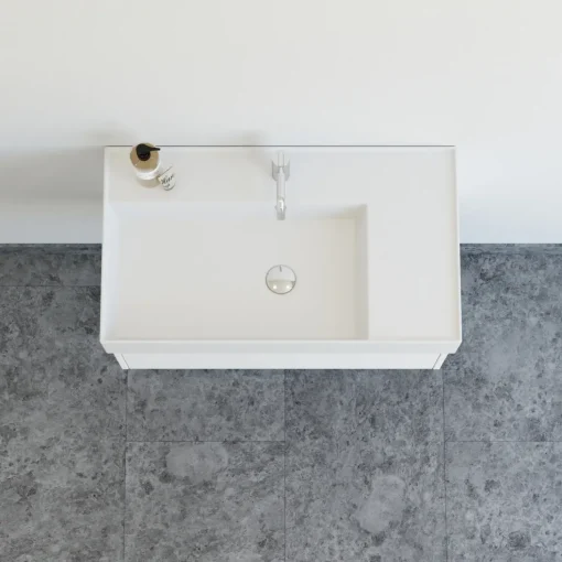 Scanbad badmøbel m/Asyre vask/venstre, 1 skuffe, hvid mat 81 cm