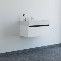 Scanbad badmøbel m/Asyre vask/venstre, 1 skuffe, hvid mat 81 cm