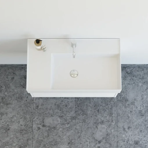 Scanbad badmøbel m/Asyre vask/venstre, 1 skuffe, hvid mat 81 cm