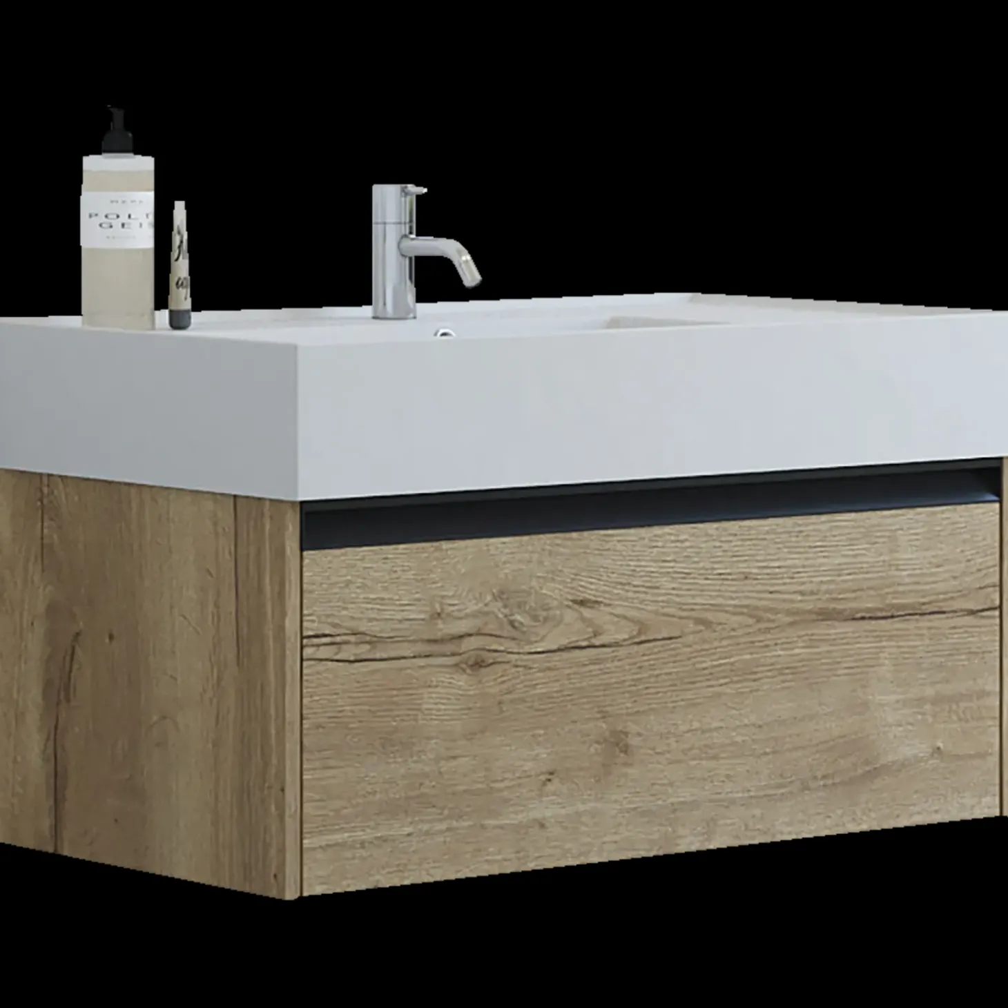 Scanbad badmøbel m/Asyre vask/venstre, 1 skuffe, natur eg 81 cm