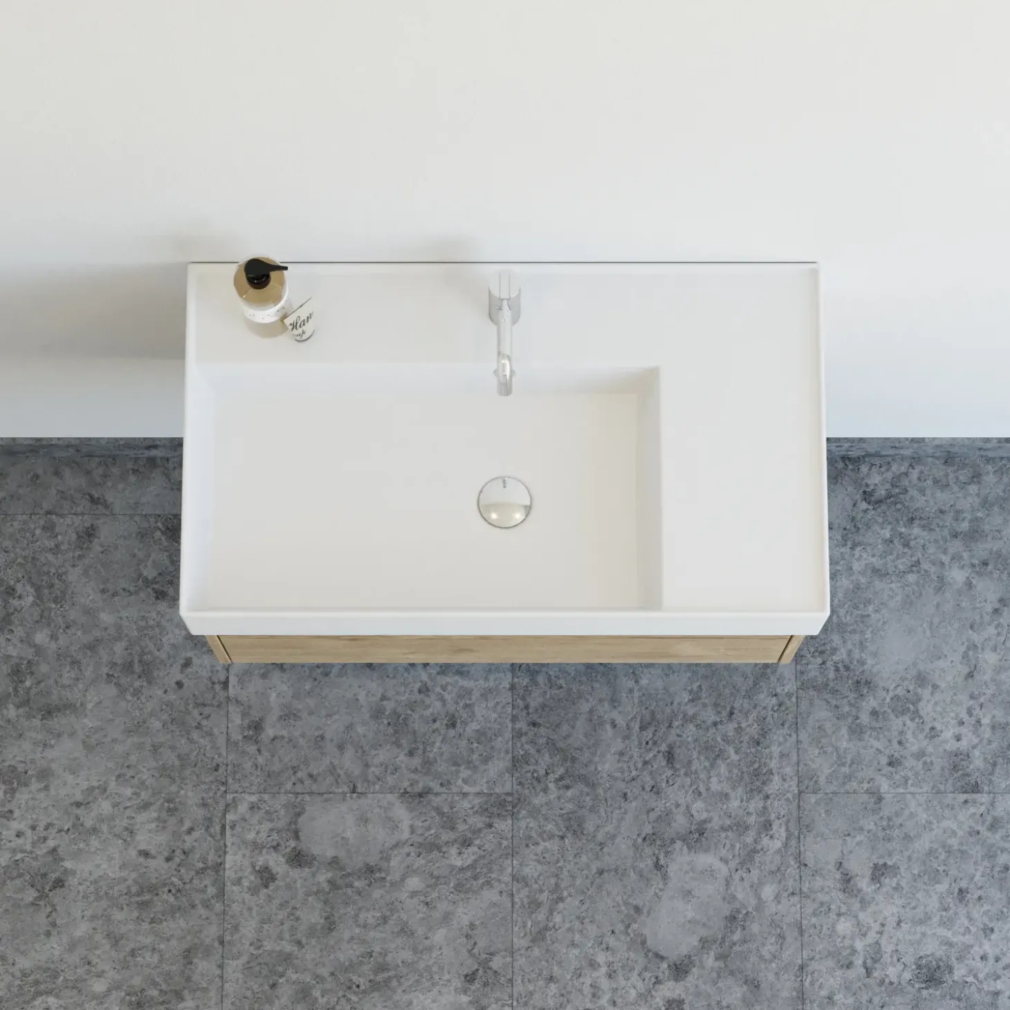 Scanbad badmøbel m/Asyre vask/venstre, 1 skuffe, natur eg 81 cm