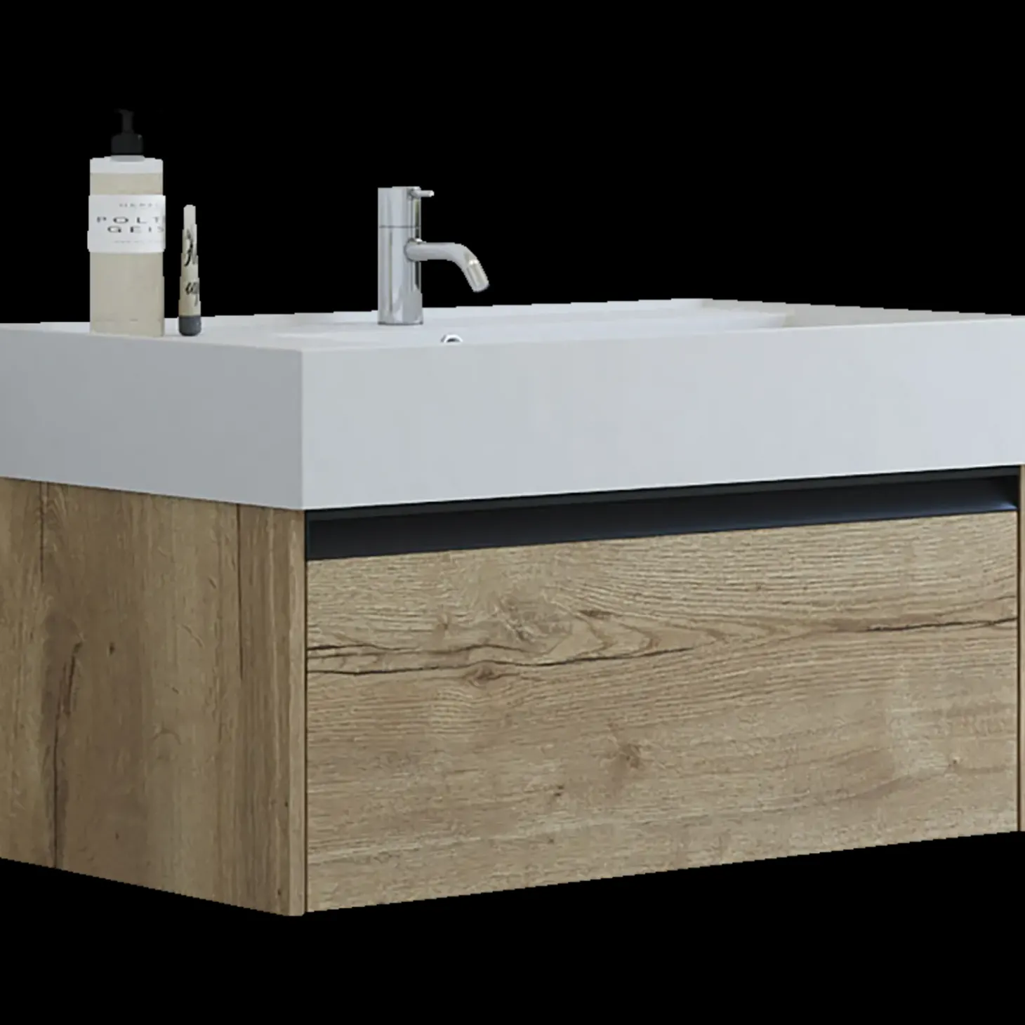 Scanbad badmøbel m/Asyre vask/venstre, 1 skuffe, natur eg 81 cm