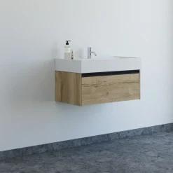 Scanbad badmøbel m/Asyre vask/venstre, 1 skuffe, natur eg 81 cm