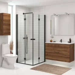 Scanbad B-Foldedør til brusekabine 200x87-89 cm sort m/klar glas