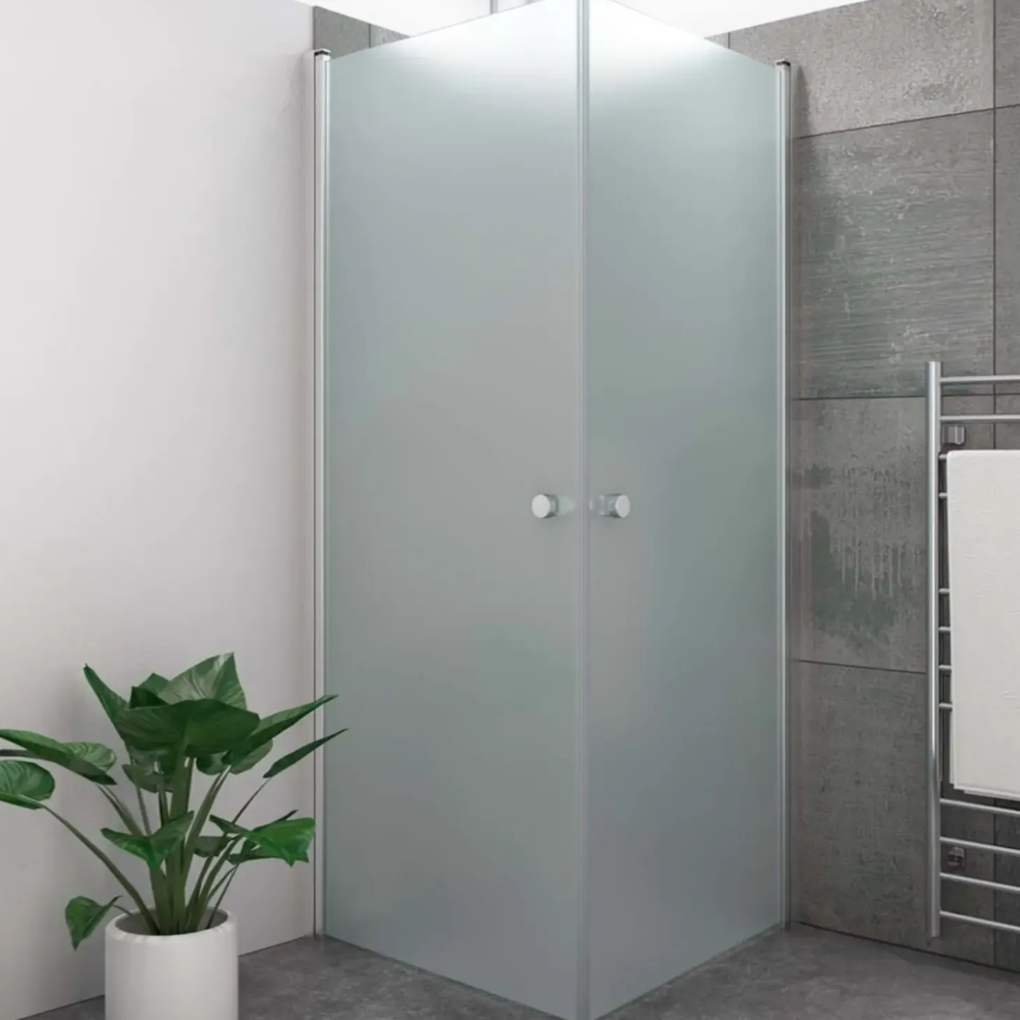 Scanbad brusehjørne m/svingdør 200x79 cm satin/isglas