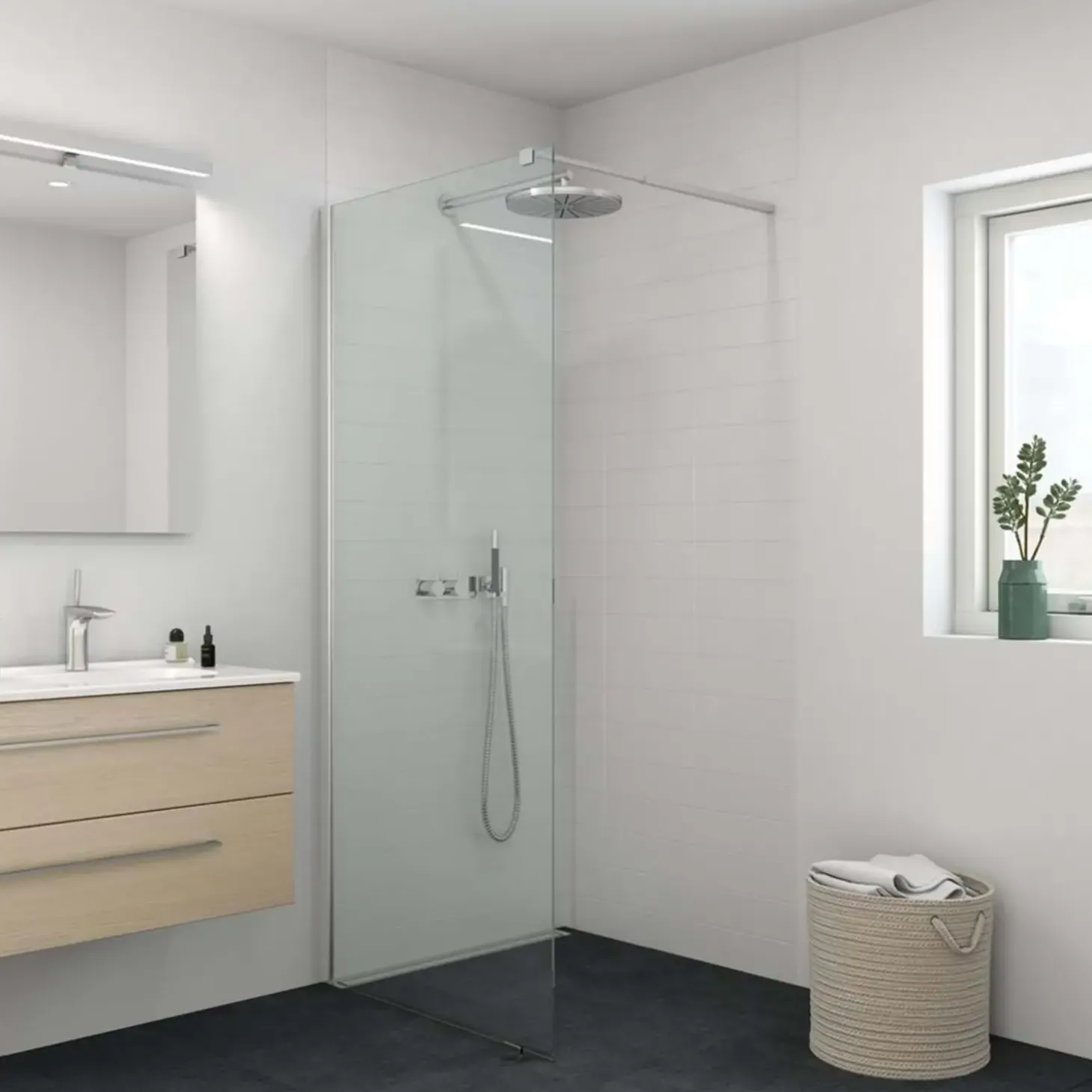 Scanbad brusevæg 79x197,5 cm klar glas